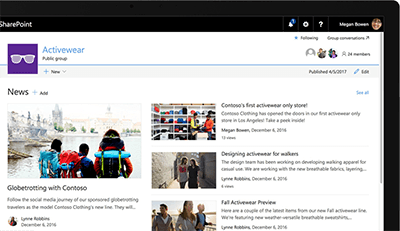 Screenshot of SharePoint