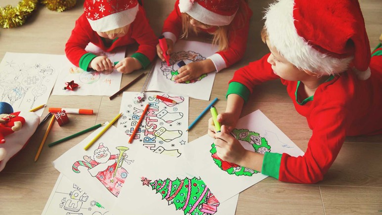 children colouring christmas