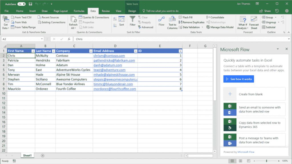 Automating an Excel spreadsheet with Flow