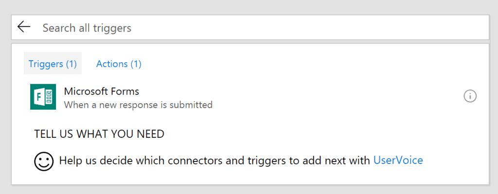 Microsoft Flow trigger for Forms