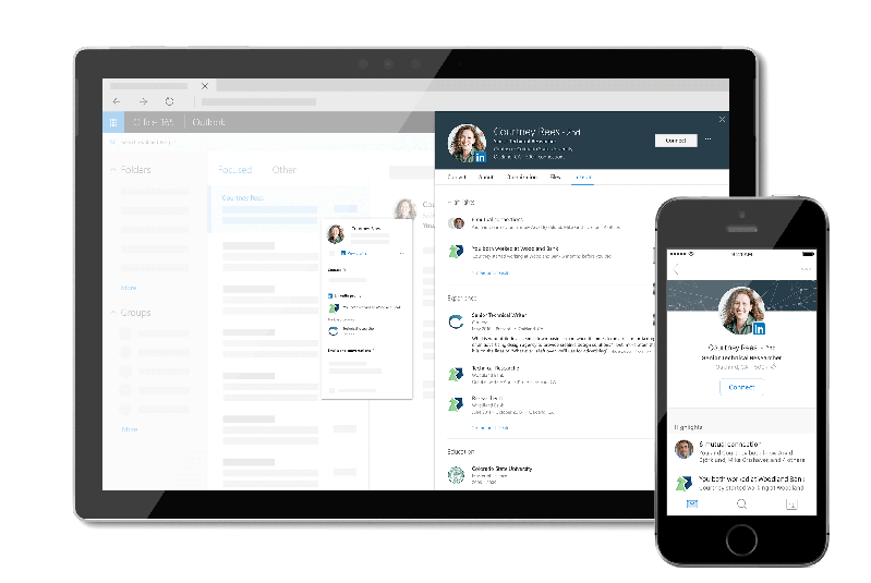 Screenshot of LinkedIn on tablet and mobile devices