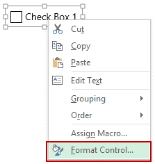 Fix checkbox position in Excel format control