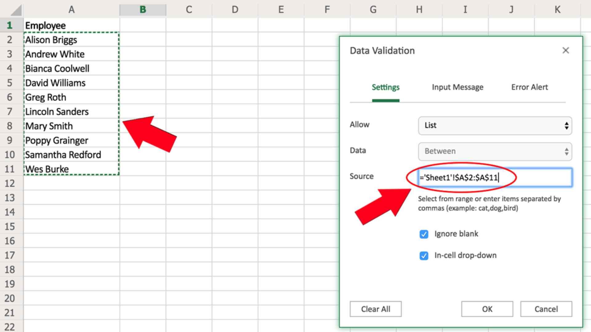 Data validation Excel - Nexacu