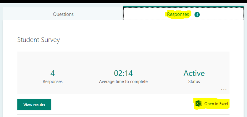 Screenshot of Microsoft Forms response summary
