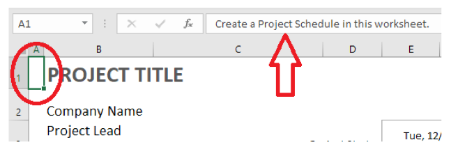Create a project schedule in this worksheet