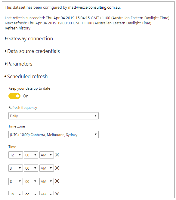 PowerBI Setting up Data Refresh