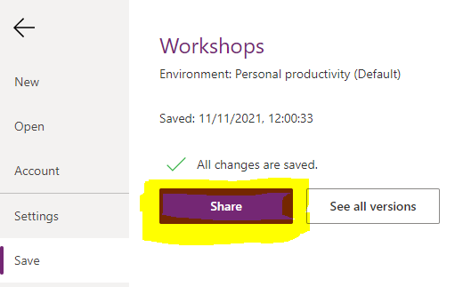 power apps publish share